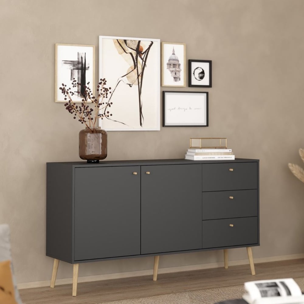 Read more about Casey wooden sideboard with 2 doors 3 drawers in dark grey