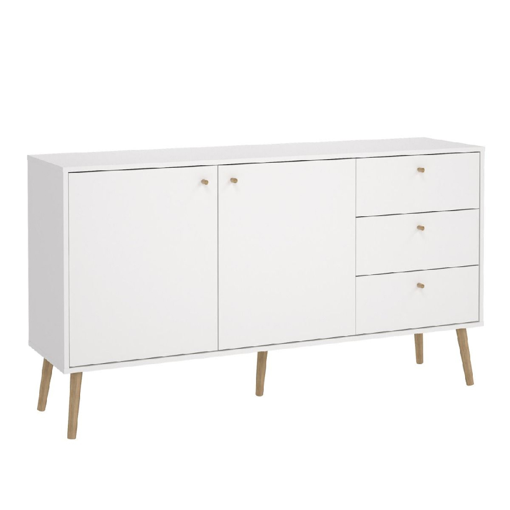 Casey Wooden Sideboard With 2 Doors 3 Drawers In White