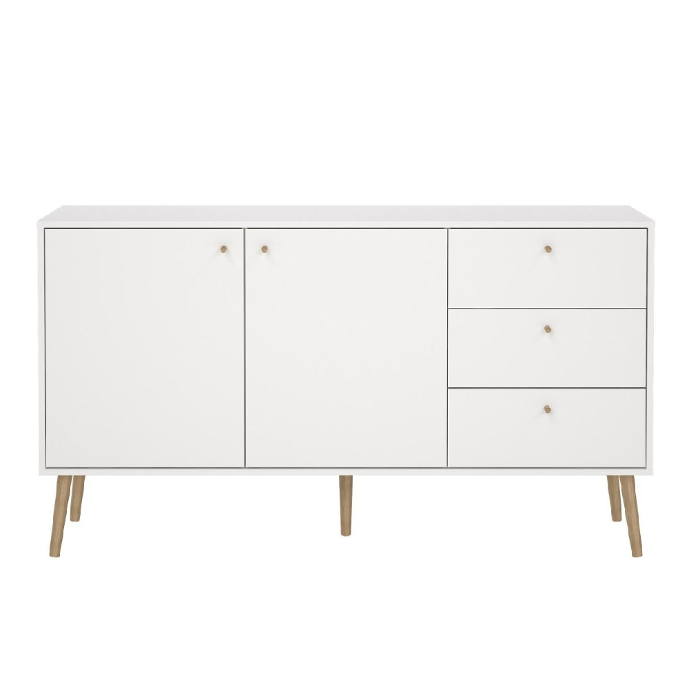 Casey Wooden Sideboard With 2 Doors 3 Drawers In White