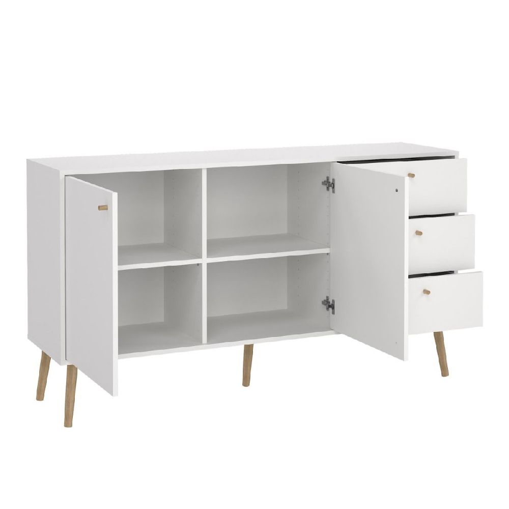 Casey Wooden Sideboard With 2 Doors 3 Drawers In White