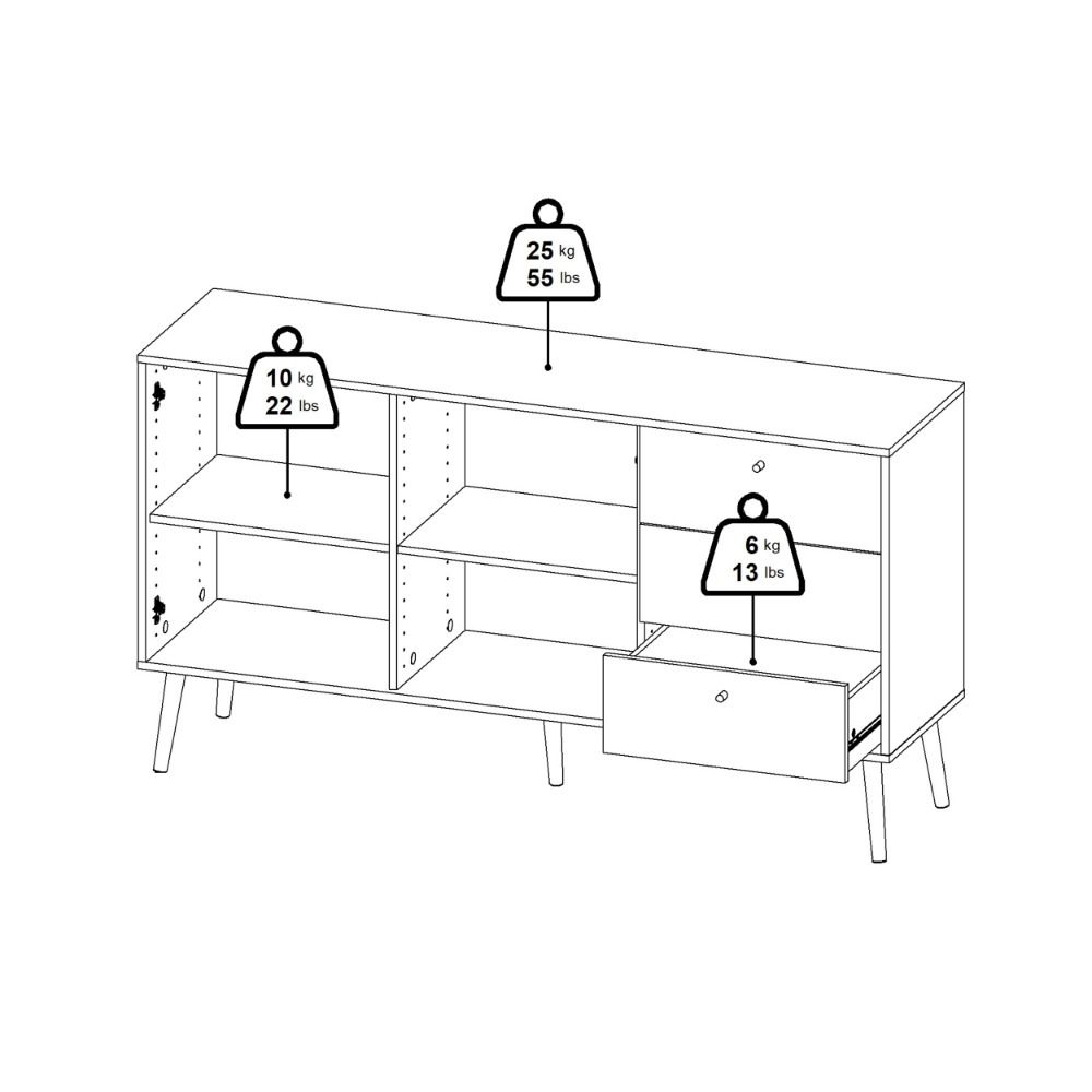 Casey Wooden Sideboard With 2 Doors 3 Drawers In White