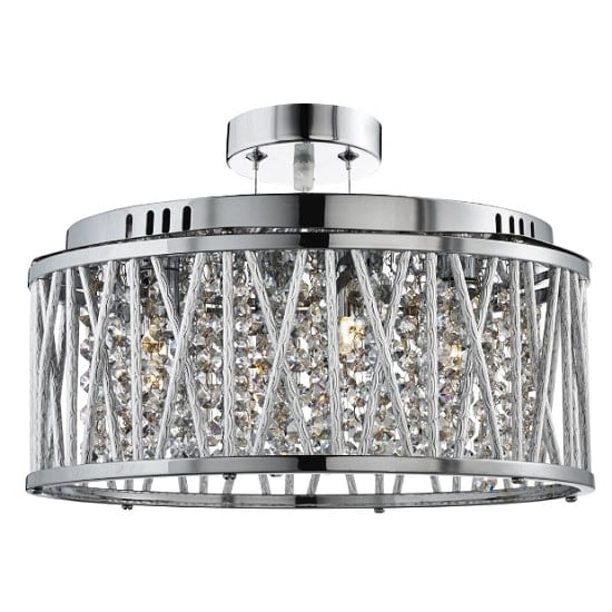 Elise Chrome 5 Light Fitting With Crystal Button Drops