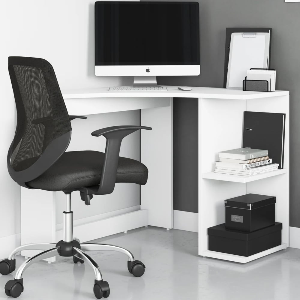Cashel Wooden Corner laptop Desk In White