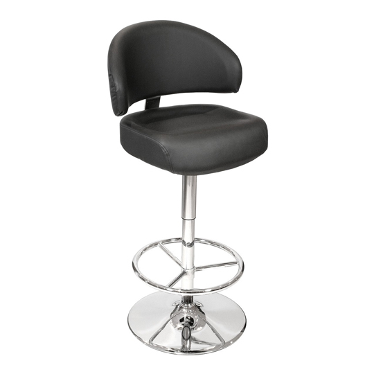 Product photograph of Casino Black Leather Bar Stool With Chrome Base from Furniture in Fashion