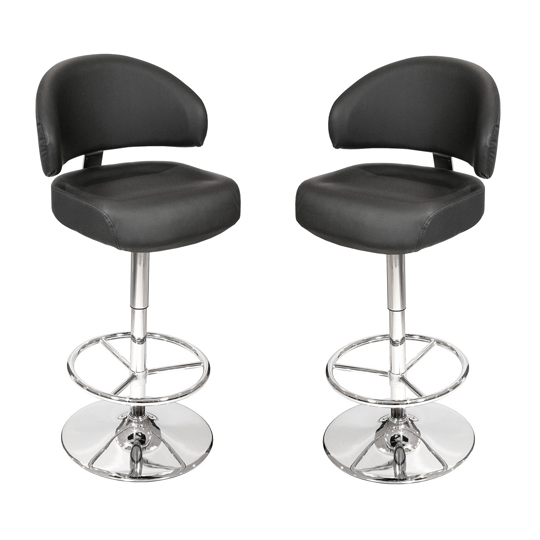 Read more about Casino black leather bar stool in pair