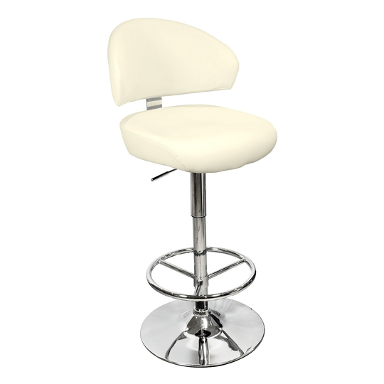 Read more about Casino cream leather bar stool with chrome base