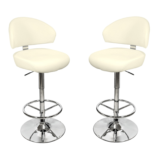 Casino Cream Leather Bar Stool In Pair