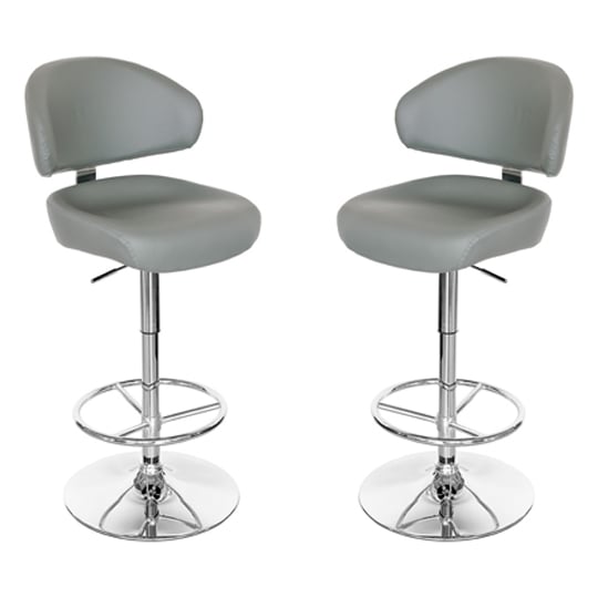 Casino Grey Leather Bar Stool In Pair