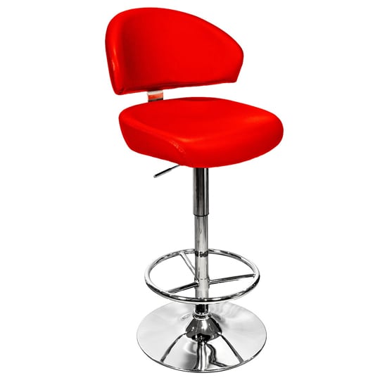 Casino Red Leather Bar Stool With Chrome Base Furniture in Fashion
