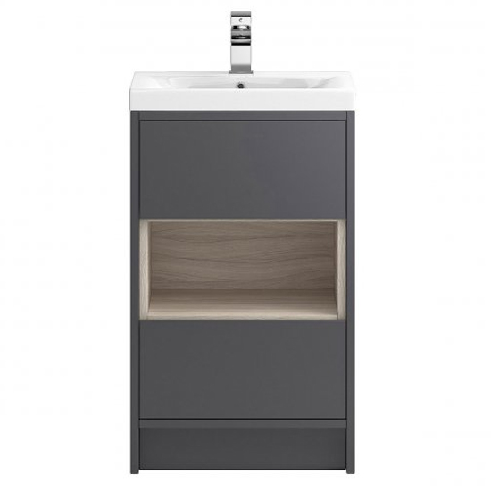 Read more about Casita 50cm floor vanity with thin edged basin in gloss grey