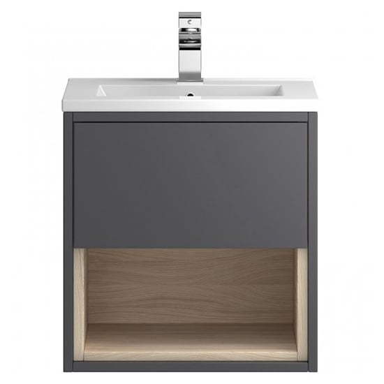 Product photograph of Casita 50cm Wall Vanity With Mid Edged Basin In Gloss Grey from Furniture in Fashion