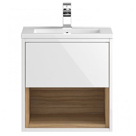 Product photograph of Casita 50cm Wall Vanity With Mid Edged Basin In Gloss White from Furniture in Fashion