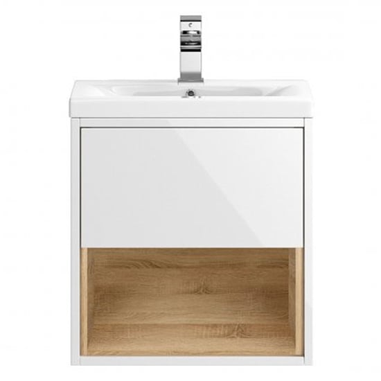 Product photograph of Casita 50cm Wall Vanity With Thin Edged Basin In Gloss White from Furniture in Fashion