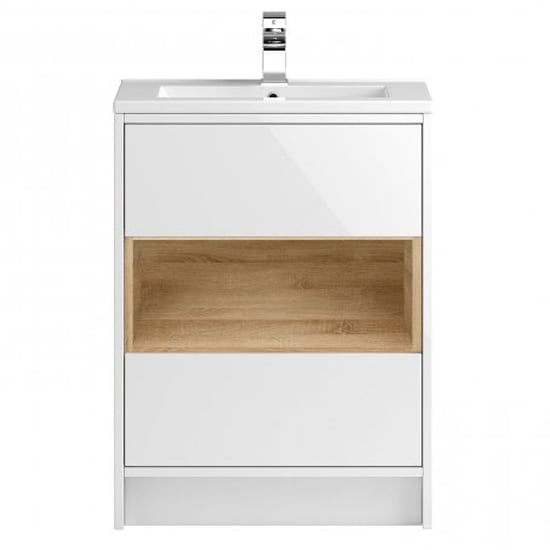 Read more about Casita 60cm floor vanity with minimalist basin in gloss white