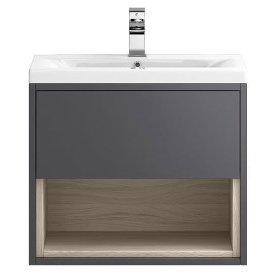 Product photograph of Casita 60cm Wall Vanity With Mid Edged Basin In Gloss Grey from Furniture in Fashion