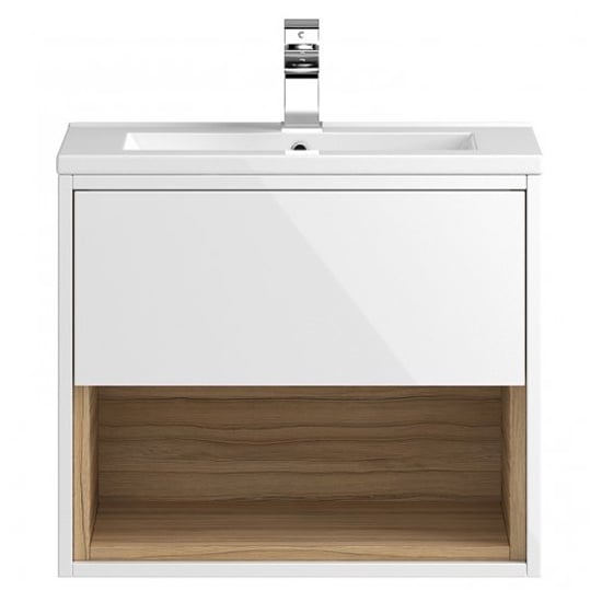 Product photograph of Casita 60cm Wall Vanity With Mid Edged Basin In Gloss White from Furniture in Fashion