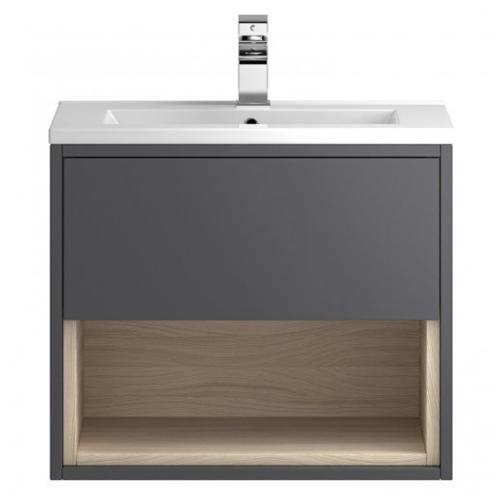 Product photograph of Casita 60cm Wall Vanity With Minimalist Basin In Gloss Grey from Furniture in Fashion