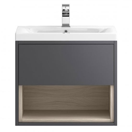 Product photograph of Casita 60cm Wall Vanity With Thin Edged Basin In Gloss Grey from Furniture in Fashion