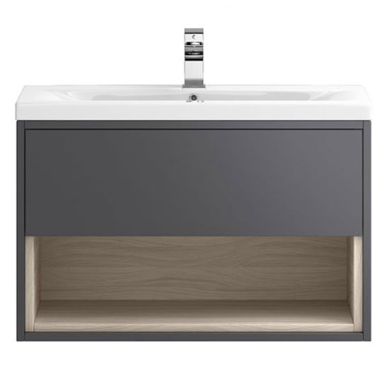 Product photograph of Casita 80cm Wall Vanity With Mid Edged Basin In Gloss Grey from Furniture in Fashion