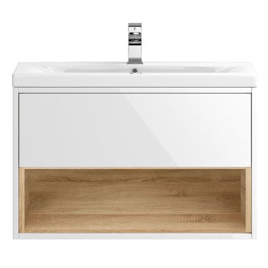 Casita 80cm Wall Vanity With Mid Edged Basin In Gloss White