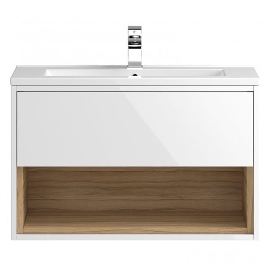 Read more about Casita 80cm wall vanity with minimalist basin in gloss white