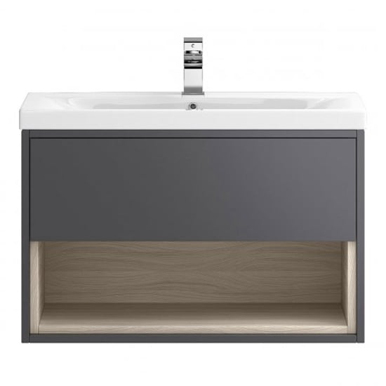 Photo of Casita 80cm wall vanity with thin edged basin in gloss grey