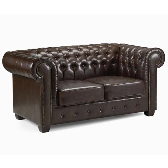 Product photograph of Caskey Bonded Leather 2 Seater Sofa In Antique Brown from Furniture in Fashion