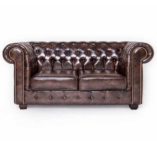 Caskey Bonded Leather 3 Seater 2 Seater Sofa In Antique Brown_2