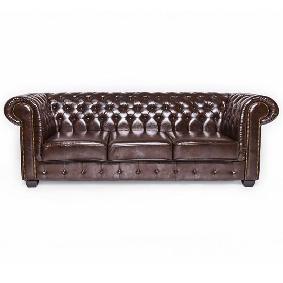 Caskey Bonded Leather 3 Seater 2 Seater Sofa In Antique Brown_3