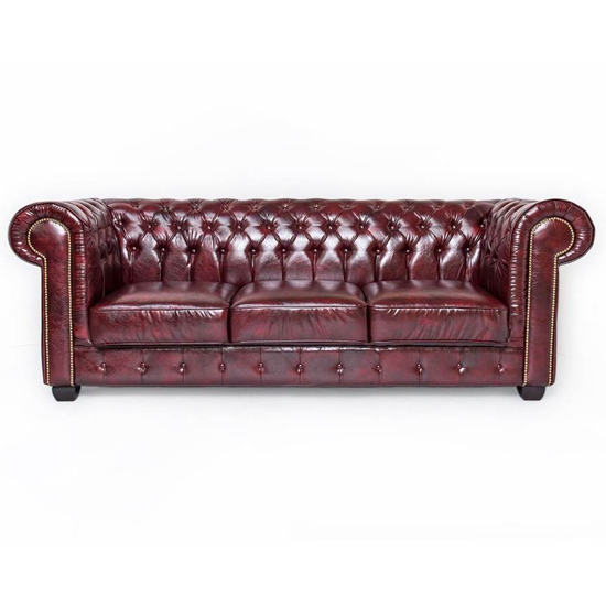 Read more about Caskey bonded leather 3 seater sofa in oxblood red