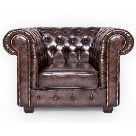 Photo of Caskey bonded leather armchair in antique brown