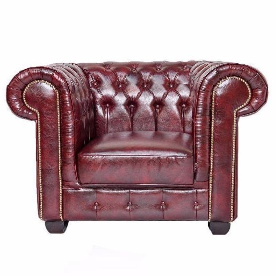 Read more about Caskey bonded leather armchair in oxblood red