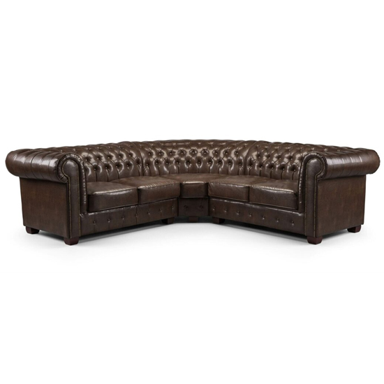 Read more about Caskey bonded leather corner sofa in antique brown