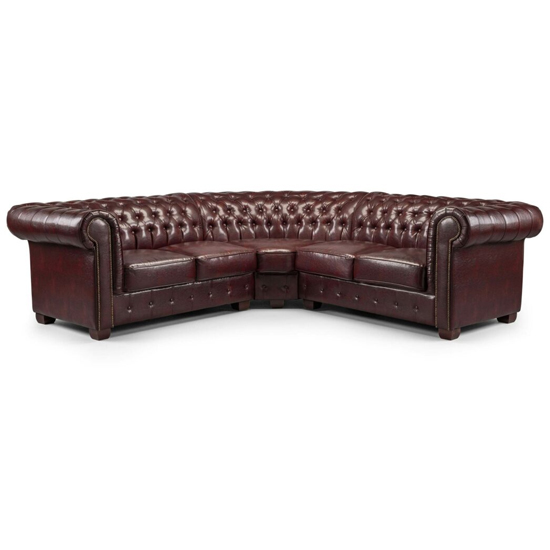 Photo of Caskey bonded leather corner sofa in oxblood red