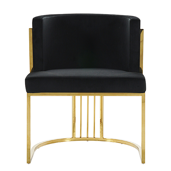 Casoli Velvet Dining Chair In Black With Gold Legs Sale