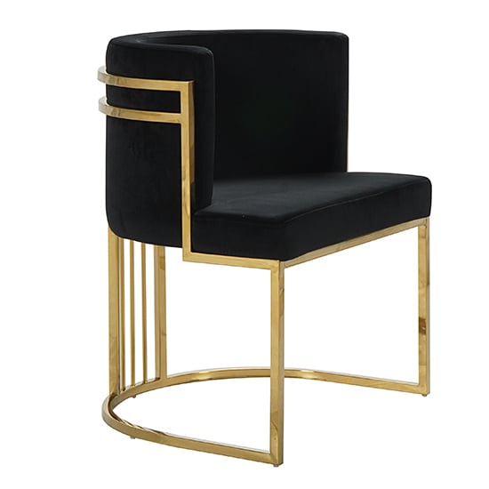 Casoli Velvet Dining Chair In Black With Gold Legs Sale