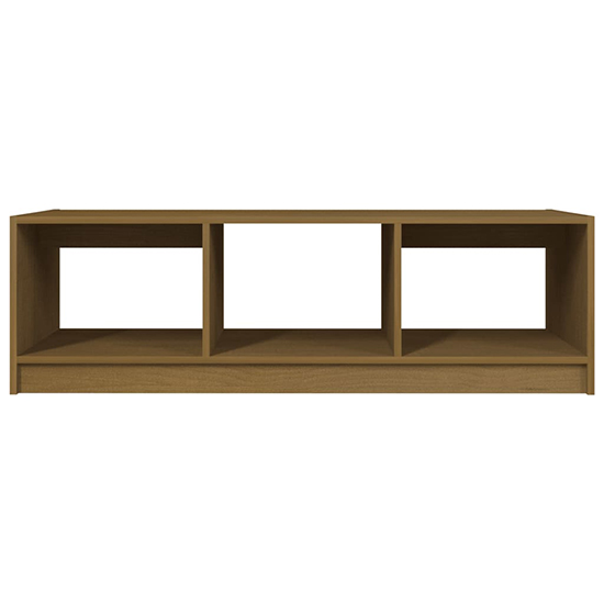 Cason Solid Pinewood Coffee Table With 2 Shelves In Honey Brown