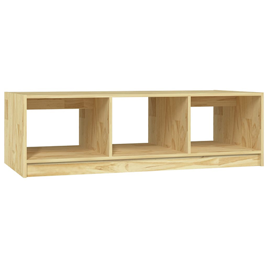 Cason Solid Pinewood Coffee Table With 2 Shelves In Natural