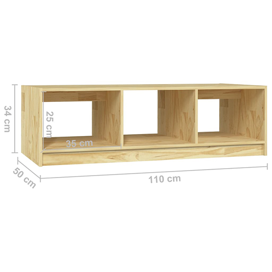 Cason Solid Pinewood Coffee Table With 2 Shelves In Natural