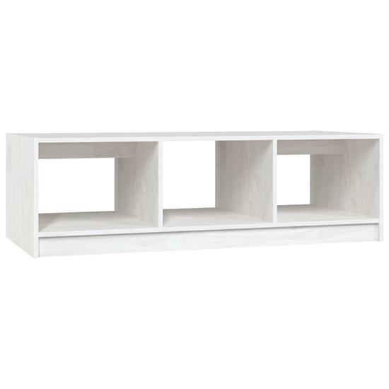 Cason Solid Pinewood Coffee Table With 2 Shelves In White