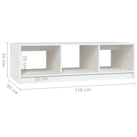 Cason Solid Pinewood Coffee Table With 2 Shelves In White