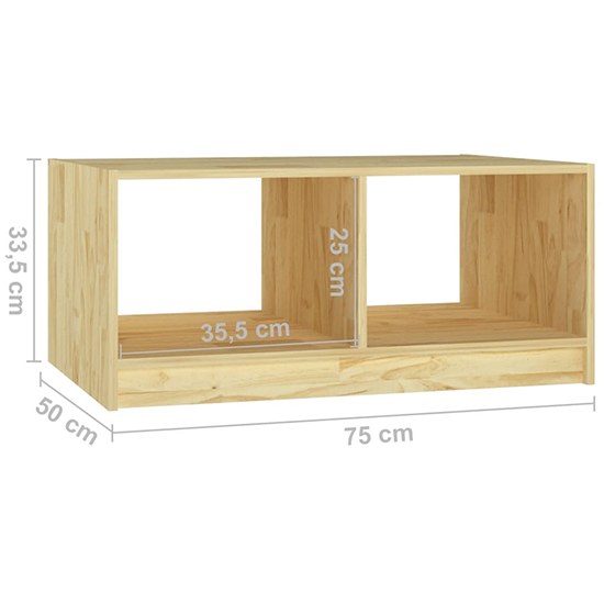 Cason Solid Pinewood Coffee Table With Shelf In Natural