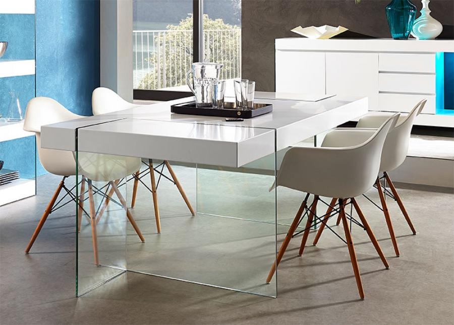 Caspa Sideboard In Matt White And Glass With 2 Doors