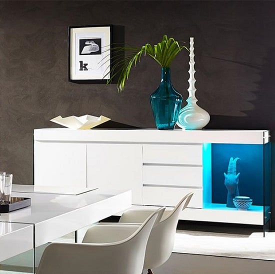 Caspa Sideboard In Matt White And Glass With 2 Doors