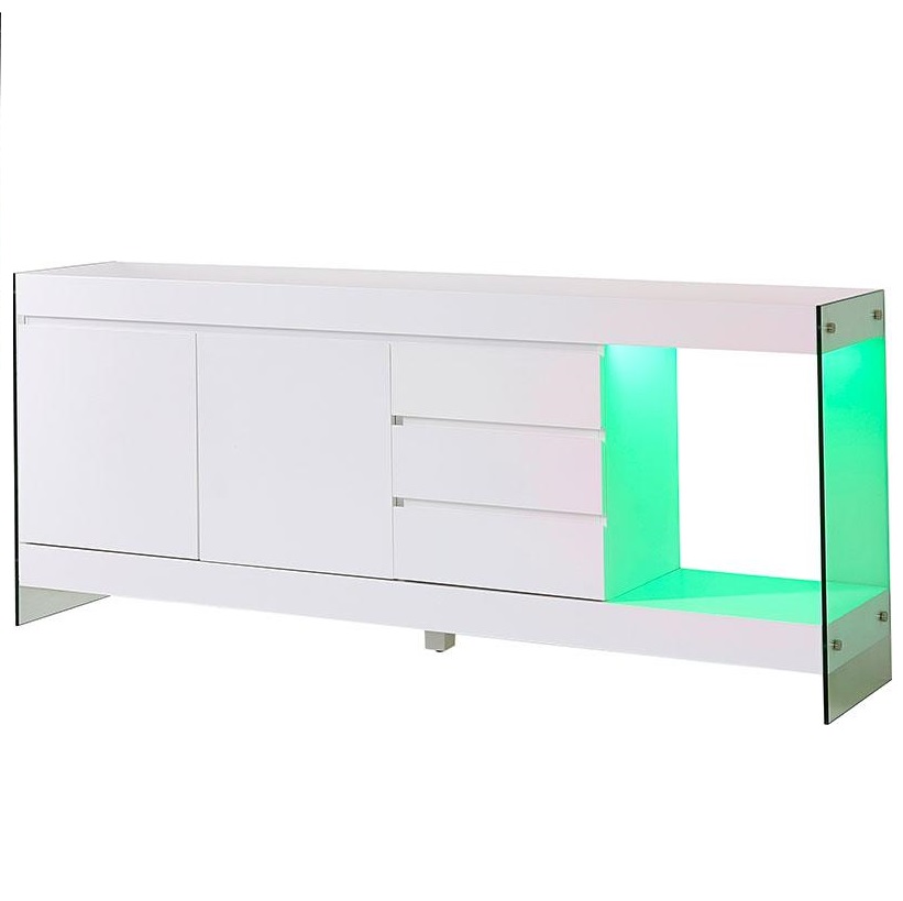 Caspa Sideboard In Matt White And Glass With 2 Doors
