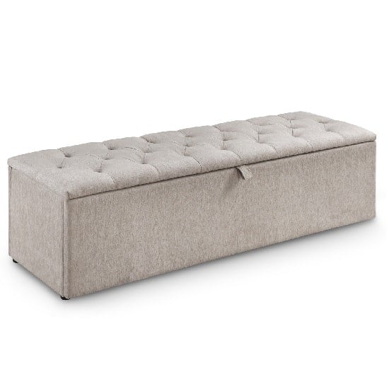 Photo of Rahela contemporary chenille fabric blanket box in mink