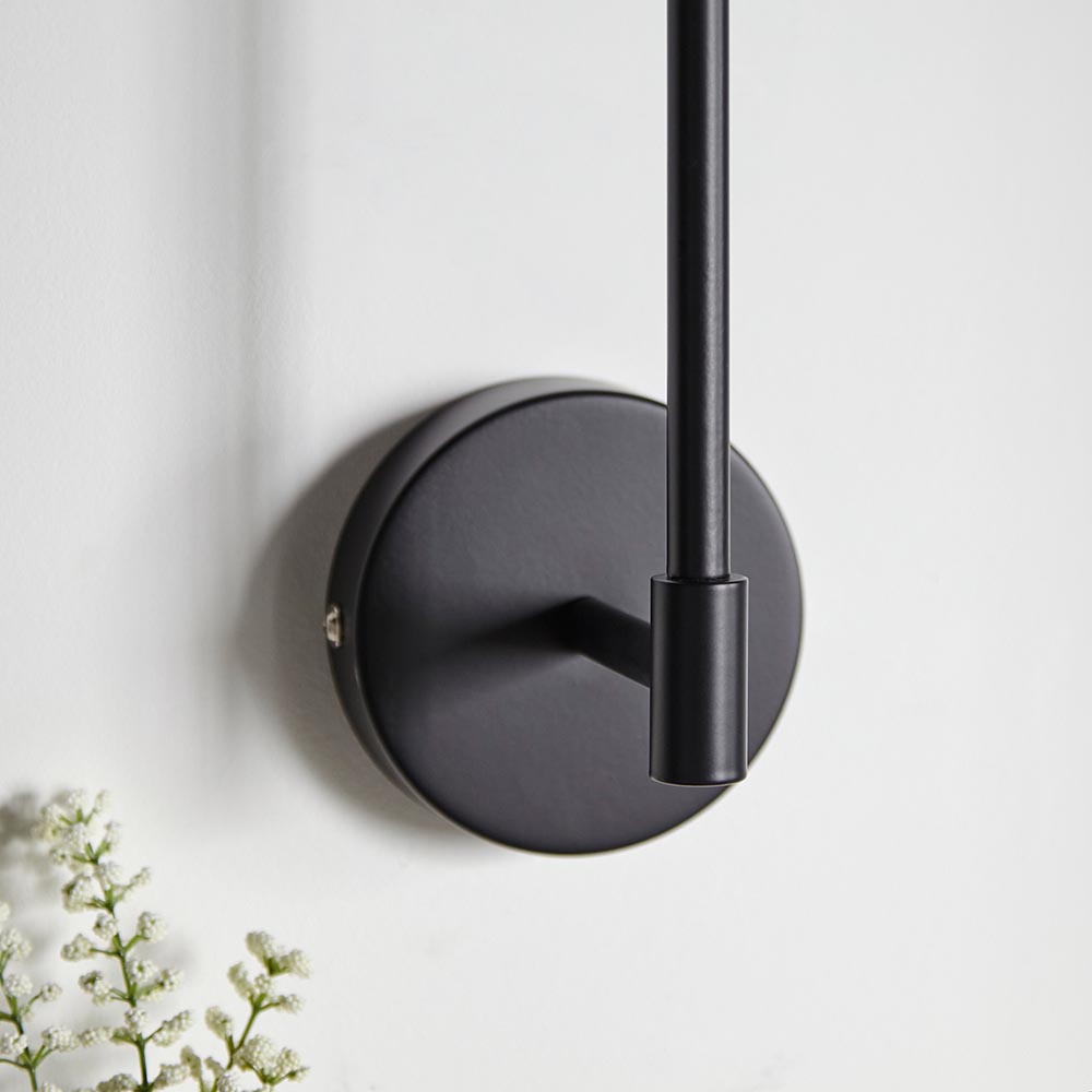 Casper Fabric Cylinder Shade Wall Light In Matt Black