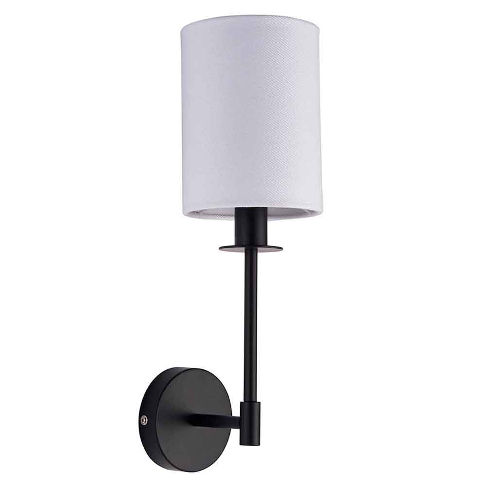 Casper Fabric Cylinder Shade Wall Light In Matt Black