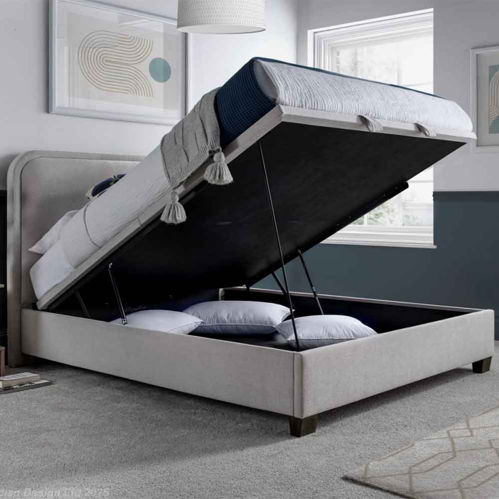 Casper Fabric Ottoman Storage Super King Size Bed In Maskat Clay