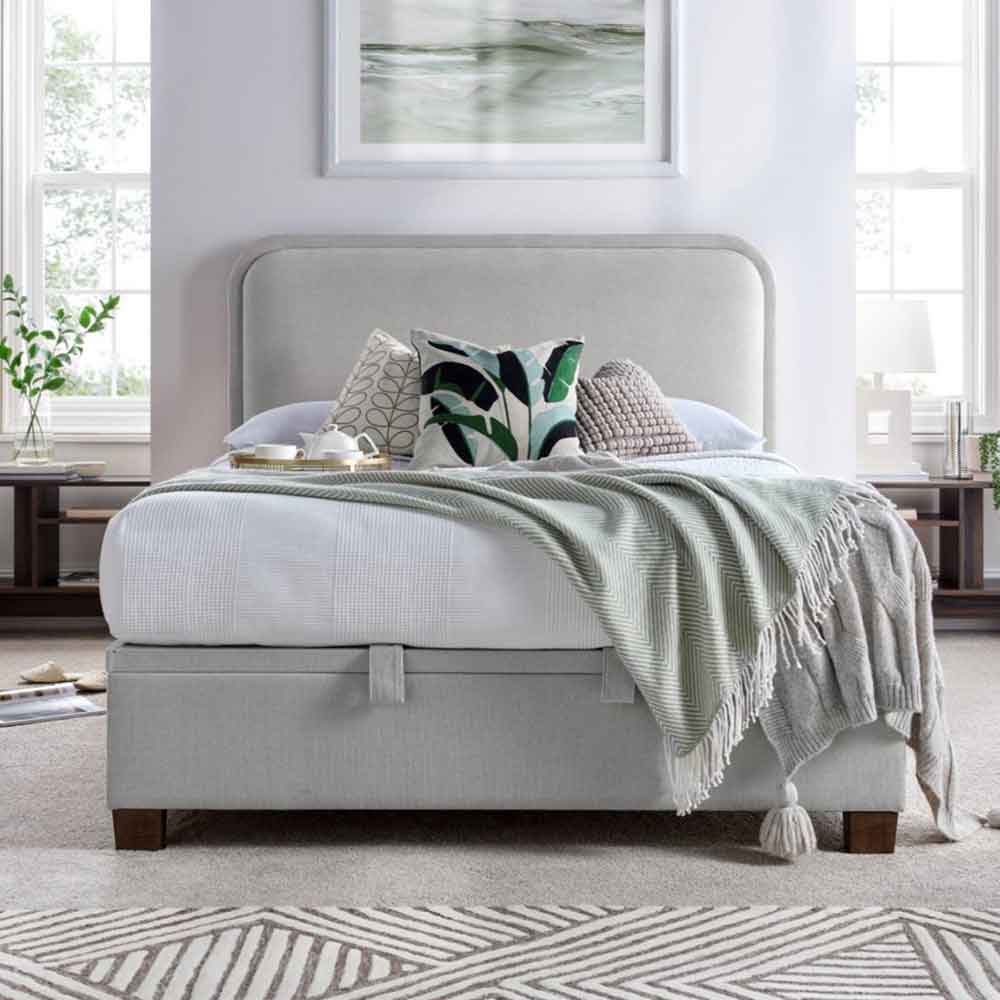 Casper Fabric Ottoman Storage Super King Size Bed In Maskat Clay